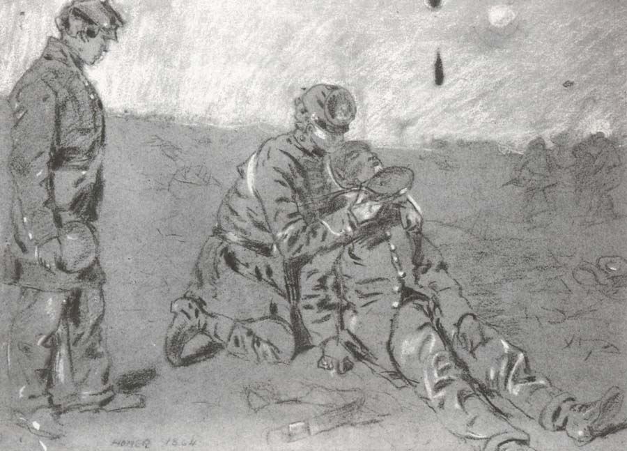 Wounded Soldier Being Given a Drink from a Canteen